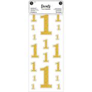 Gold Glitter Number 1 Cling Decals 36ct